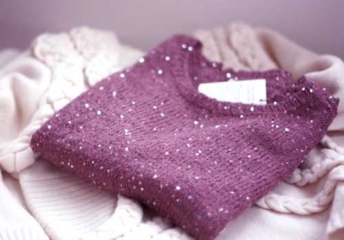 purple sequin sweater